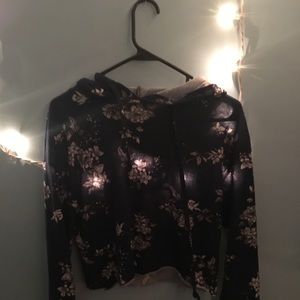 Flower dark blue crop sweatshirt